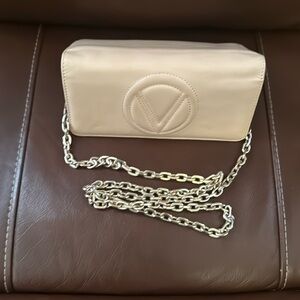Like New- Valentino Cream, Gold Chained, Crossbody Wallet Purse